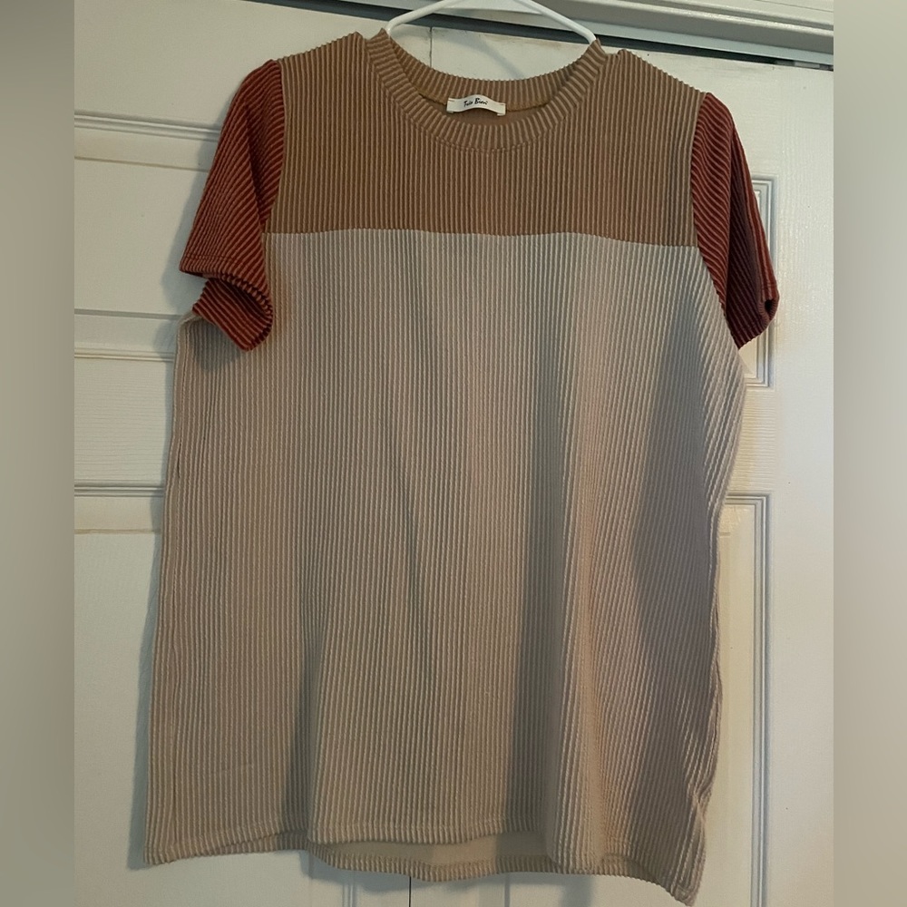 Ribbed Color Block Top - image 1